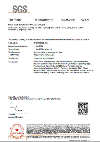 China Shenzhen Yideyi Technology Limited Company certification
